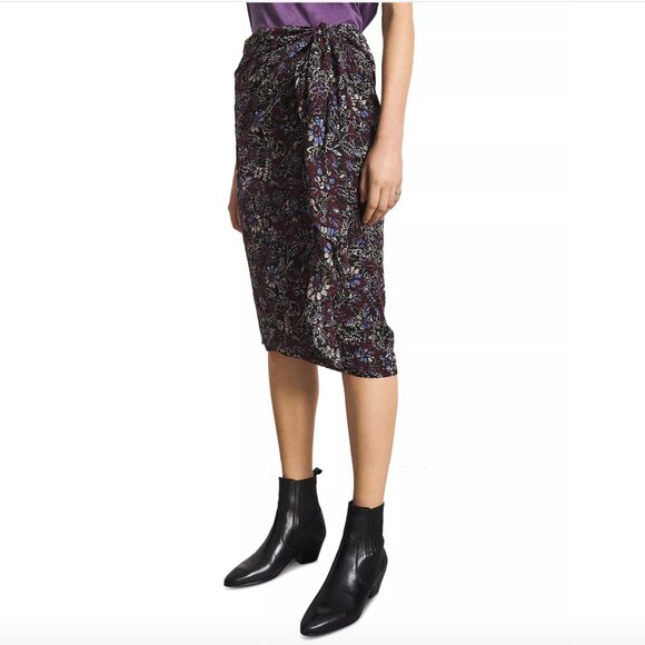 BA&SH Galia midi skirt draped front in Floral Print, Size SML - Picture 1 of 7